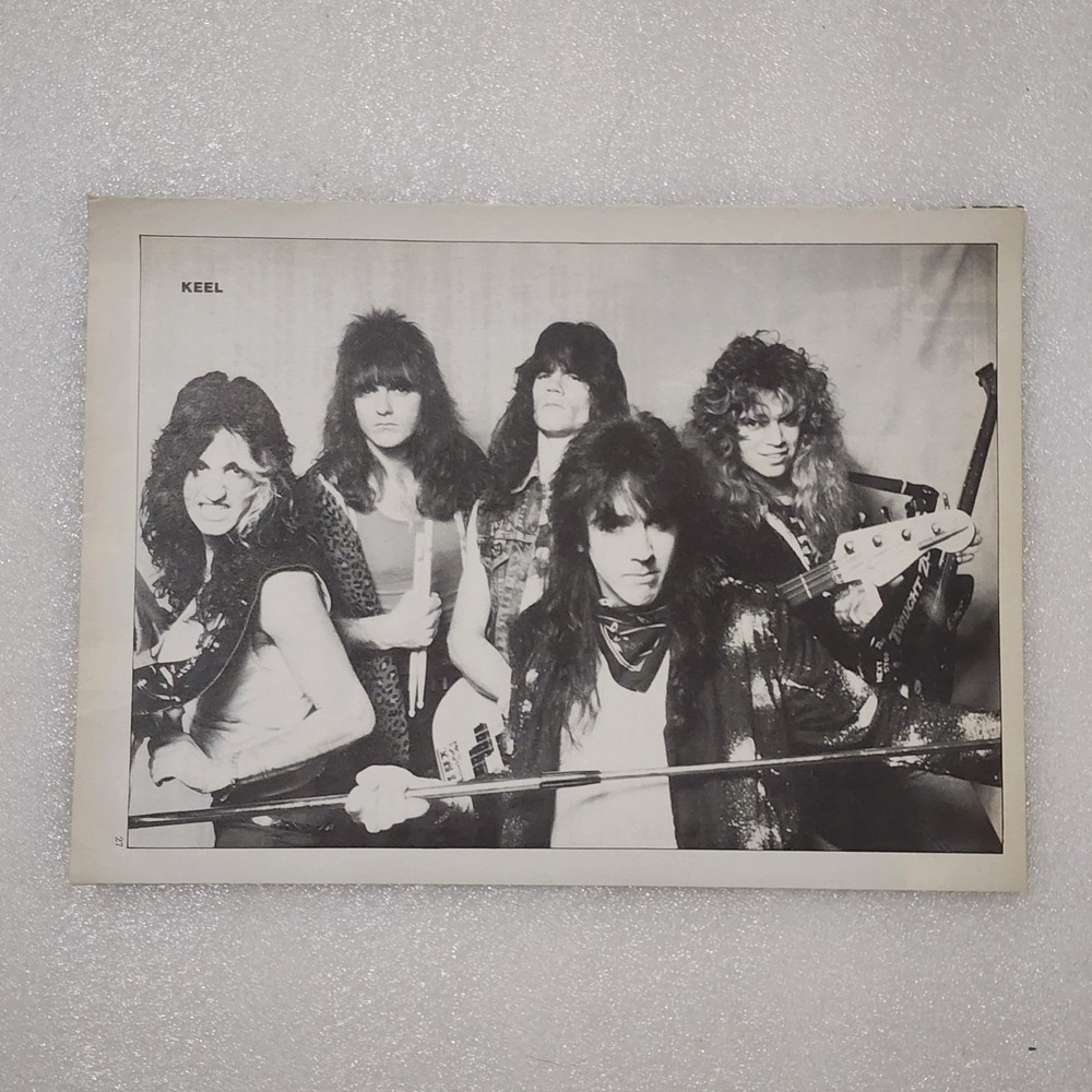 KEEL black and white hair heavy metal band vintage poster clipping 8x10 1980s